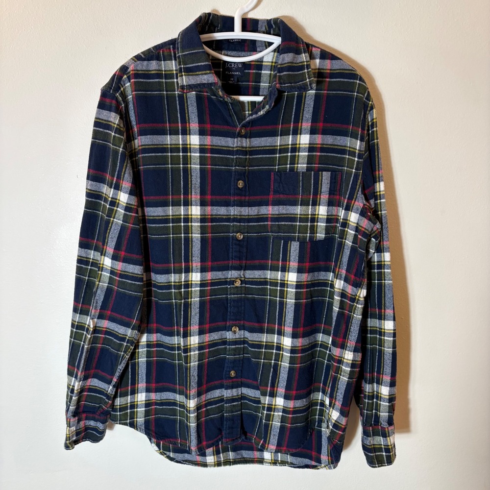 J. Crew Classic 100% Cotton Flannel Plaid Long Sleeve‎ Button Down Size Medium